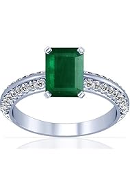Platinum Emerald Cut Emerald Ring With Sidestones (GIA Certificate)