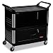 Rubbermaid Commercial HDPE Service Cart with Ends, 2 Shelves, Black, 300 lbs Load Capacity, 37-13/16" Height, 40-5/8" Length x 20-3/4" Width