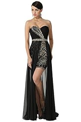 Chiffon High-Low-Hem Sweetheart Beaded Sequined Evening Dress/Prom Dress/Party Dress/Wedding Dress 
