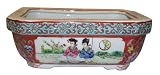 Chinese hand painted double walled porcelain bonsai planter pot - traditional oriental ladies (sm)