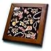 Lee Hiller Designs General Themes - Fashion Glamour Print Lipstick, Jewelry and Sunglasses on Black - Framed Tiles
