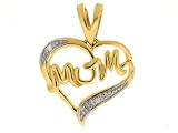 9ct Yellow Gold 'Mum' Diamond Heart Pendant