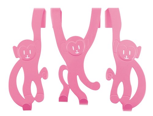 Present Time Doorhanger Monkeys set of 3 height 22cm Pink