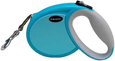 Growpetz Retractable Dog Leash - Comfortable Grip with Reflective Yellow Neon Lead - Best for Medium Size Dogs up to 45 Pounds - 13 Foot Extension