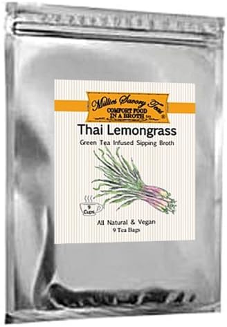 Millie's Savory Teas Travel Pack (2 Packs/Bags) - All Natural and Vegan Spices Infused in Green Tea - Low Calorie Low Carbohydrate Drink or Snack Food (Thai Lemon Grass)