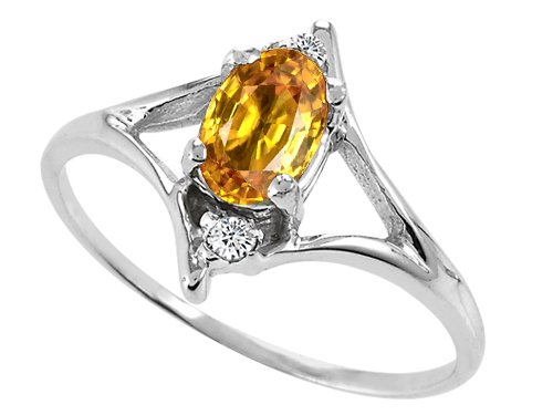 Buy 0.52 cttw Genuine Citrine and Diamond Ring - 14kt White or Yellow Gold by Finejewelers