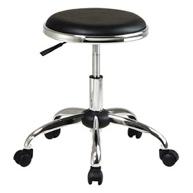 Chrome Finish Backless Stool with Vinyl Seat by Office Star