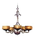 Corbett Lighting 28015 Equinox 5 Light Single Tier Chandelier in Heirloom with Crackled Topaz Glass glass