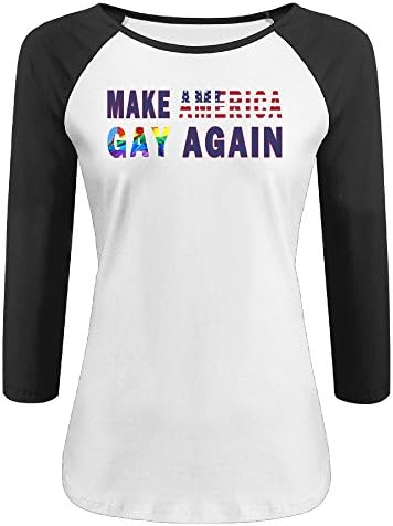 Women's Make America Great Again Gay Parody Novelty 3/4 Sleeve Blended Baseball Tee