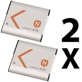 Sony NP-BN1 Equivalent Replacement Battery (2Pcs) For Sony Cyber-shot DSC-W610, DSC-W620, DSC-W650 Digital Camera