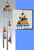 Kittens, Cats, Daisies Colorful 4 Musical Note 3D Sculptured Resin Top Hanging Porch Garden Decoration Decor Wind Chime 24inches