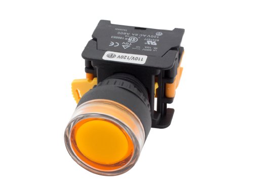 Alpinetech LXG-22 22mm 1NO Momentary Push Button Switch 24V AC DC LED Illuminated (Yellow)
