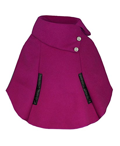 Girls Poncho Diamante Button Detail Asymmetrical Cape Top