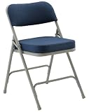 Folding Chair (Set of 4) - Double Hinged Steel Navy Folding Chair with Navy Fabric Seat - HF-MC320AF-NVY-GG-SET