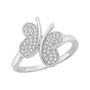 Sterling Silver, Diamond Butterfly Ring (1/5 cttw)