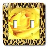 Florene Décor II - Cheetah Print With Yellow Rose - Light Switch Covers - double toggle switch