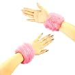 2 Winter Faux Fake Fur Wrist Arm Warmer Cuff Slap On Wristband Fuzzy Furry Pink