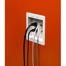 Arlington TVBU505-1 Recessed TV Box Wall Plate Kit Paintable 2-Gang, White