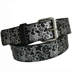 GRAPHIC SILVER STARS BLACK REMOVABLE BUCKLE BELT -SMALL GRAPHIC SILVER STARS BLACK REMOVABLE BUCKLE BELT -SMALL
