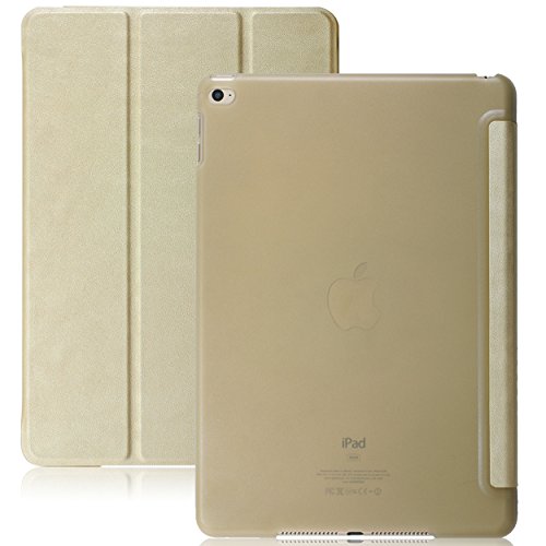 iPad Air 2 Case (iPad 6) - KHOMO DUAL Super Slim GOLD Cover with with See Through Clear back and Smart Feature (Built-in magnet for sleep / wake feature) For Apple iPad Air 2 Tablet