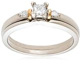 14k Two-Tone Gold Princess-Cut Diamond Bridal Set (1/4 ct Center, 1/3 cttw, I Color, I2 Clarity)