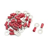 uxcell　30個入り RV1.25-6 レッド　スリーブ　プレ絶縁　圧着端子　AWG 22-16