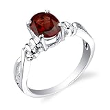 Sterling Silver 1.50 cts Oval Shape Garnet Ring Size 6