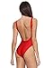 Womens Letter Print One-piece Swimsuit Backless Jumpsuit Red