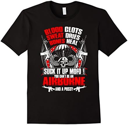Men's Airborne T-shirt , bloood glots sweat dries bones heal suck  3XL Black