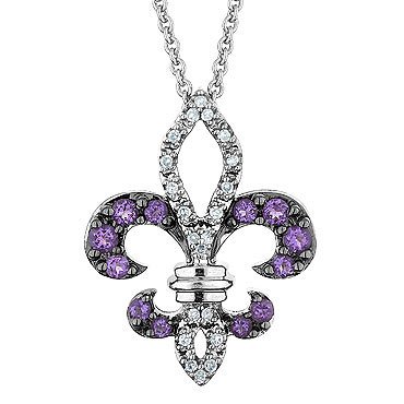 Amethyst and Diamond Fleur-de-lis Pendant