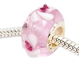 beads Murano Glas Bead ohne Gewinde Silber plattiert in Rosa