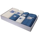 6 Piece Embroidered 100% Cotton Towels Gift Set