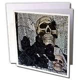 WhiteOaks Halloween Skulls - Skull and Spider Skull with Spider on it - Greeting Cards-6 Greeting Cards with envelopes