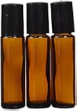 GreenHealth - Amber Glass Bottle with Roll On Applicator and Black Cap - 10ml