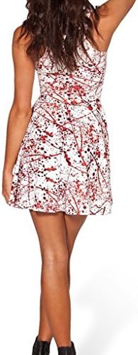 Hot Sexy Blood Splatter Printed Pleated 3D Digital Printing Sun Swing Dresses