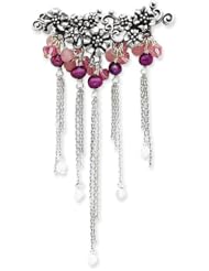 Sterling Silver Lavender Agate/FW Cultured Pearl/Rose Qtz/Crystal Pin