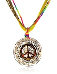 Betsey Johnson "St. Barts" Large Peace Sign Long Pendant Necklace, 33"