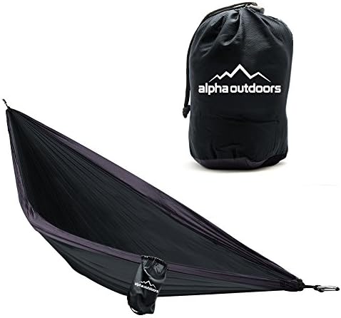 Camping Hammock - Best Value for Money Adjustable Portable Double and Single Multifunctional Mil Spec Parachute Nylon Fabric Weather Proof Backpacking Travel Hiking and Indoor use by Alpha Outdoors