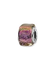 Purple Dichroic Glass, Square Charm for 3mm Charm Bracelets