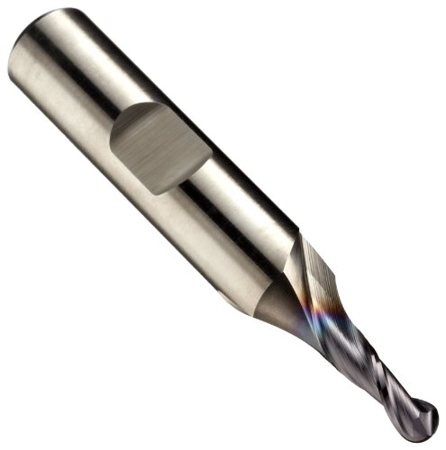 Niagara Cutter SBM855 Cobalt Steel End Mill, General Purpose, TiAlN Coated, 2 Flutes, Ball End, 1/2" Cutting Length, 6mm Cutting Diameter