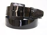 Silver Star Mens BLACK SHINY PATENT LEATHER Belt