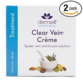 Derma E Clear Vein Creme, Spider Vein/Bruise Solution with Horse Chestnut & Grape Skin Extract, 2 oz (56 g) (Pack of 2)