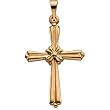 14K Yellow Gold Cross Pendant - 35.00x25.50mm