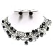 Black and Clear Glass Stone Dangle Chain Necklace and Earrings Set Fashion Jewelry