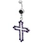 Belly Navel Ring Purple Crystal Celtic Cross Outline Birthstones Belly Navel Ring Body Jewelry