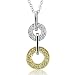 18k Two Tone Gold Circle White and Yellow Diamond Pendant Necklace (GH, SI, 0.17 carat)