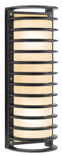 Access Lighting 20342-BRZ Poseidon 2-Light Wet Location Caged Bulkhead, Bronze with Ribbed Frosted Glass