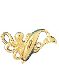 Dazzlers Solid 14karats gold Dolphin and Octopus Charm Pendant Available in three colors from jewelsberry (weights: 8.0 grams only)