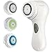 PleasingCare Sonic Facial Cleansing Brush, 1 Classic + 1 LUXE Cashmere Cleansing Brush Heads, Rechargeable Skin Care System, Face Cleaning Machine White