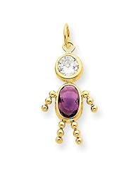 14k Gold February Boy Birthstone Charm